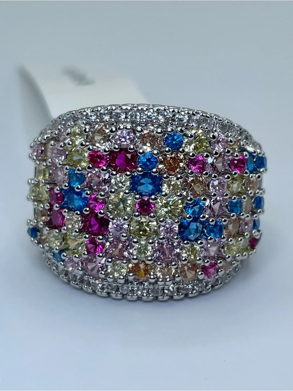 Swarovski Crystal Elements Multi Color Crystal Wide Statement Ring Size 8 Glam